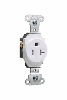 20A 125V Construction Spec-Grade Tamper-Resistant Single Receptacle, Back and Side Wire, White