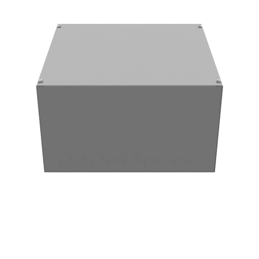 18x10x18 Screw Cover Type 1 UL Listed Steel Knockouts ANSI 61 Gray Cover With Teardrop Slots Mounting Holes In Back