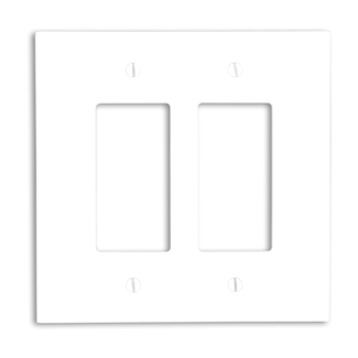 2-Gang Decora/GFCI Device Wallplate, Oversized, Thermoset, White