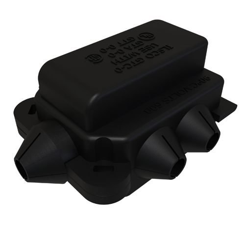 Aluminum T Tap Connector, Dual Rated, Main Conductor Range 1/0-2, Tap Range 1/0-12 AL, 1/0-14 CU, Tin Plated, UL, CSA, Includes Cover