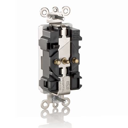 20 Amp Lev-Lok® Decora Plus Duplex Receptacle/Outlet, Hospital Grade, Self-Grounding