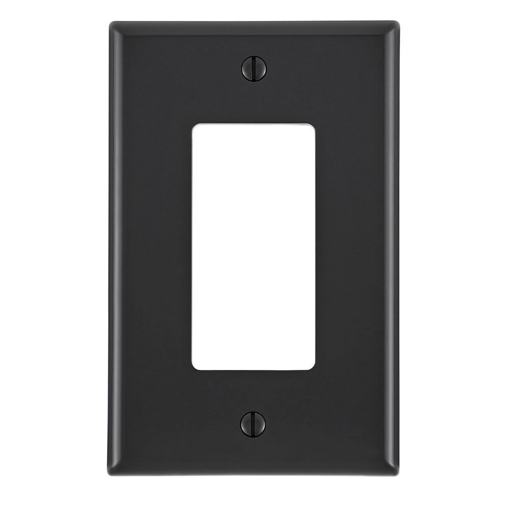 1-Gang Decora/GFCI Device Wallplate, Midway Size, Thermoplastic Nylon, Black
