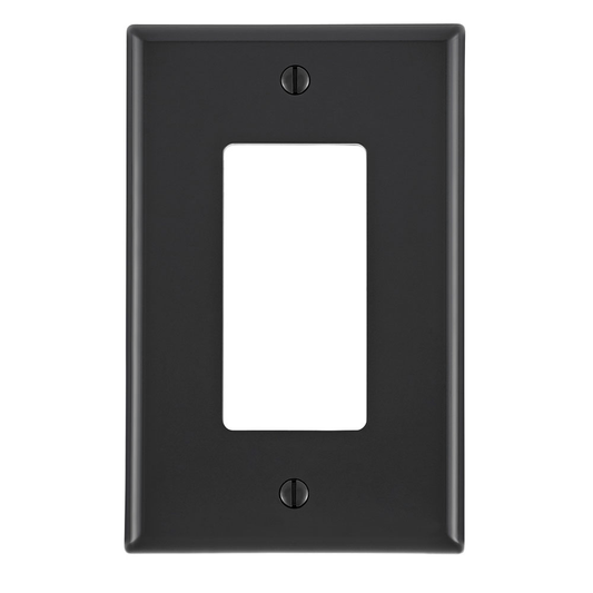 1-Gang Decora/GFCI Device Wallplate, Midway Size, Thermoplastic Nylon, Black