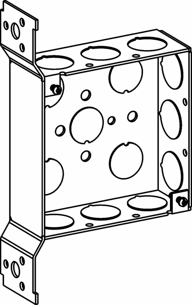 1-1/2" DEEP, 4" SQUARE (4S) BOX WELDED WITH 1/2" KO & FB BRACKET