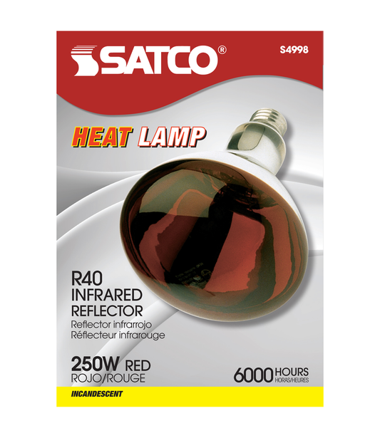 250 Watt R40 Incandescent; Red Heat; 6000 Average rated hours; Medium base; 120 Volt