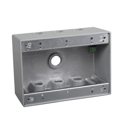 3-Gang Weatherproof Deep Box, Seven 1/2 in. Threaded Outlets, Gray