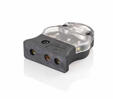 20 Amp, 125 Volt, 2-Pole, 3-Wire, Stage Pin Female Connector Crimp Terminals - BLACK w/ CLEAR COVER