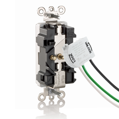 20 Amp Lev-Lok¬Æ Decora Plus Duplex Receptacle/Outlet, Industrial Grade, Self-Grounding