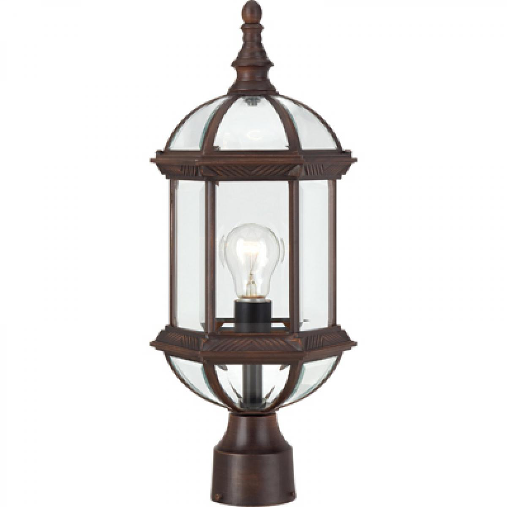 Boxwood - 1 Light 19" Post Lantern with Clear Beveled Glass - Rustic Bronze Finish