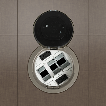 8AT Prewired Evolution™ Poke Thru Device, Flush Style Cover, Nickel