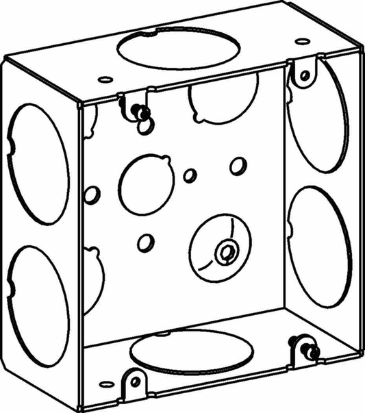 2-1/8" DEEP, 4-11/16" SQUARE (5S) BOX WELDED WITH 1-1/4" KO