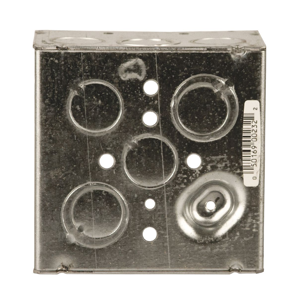 4 in. Square Box, Welded, 2-1/8 in. Deep, Ten 1/2 in KO's & Six TKO's, Raised Ground