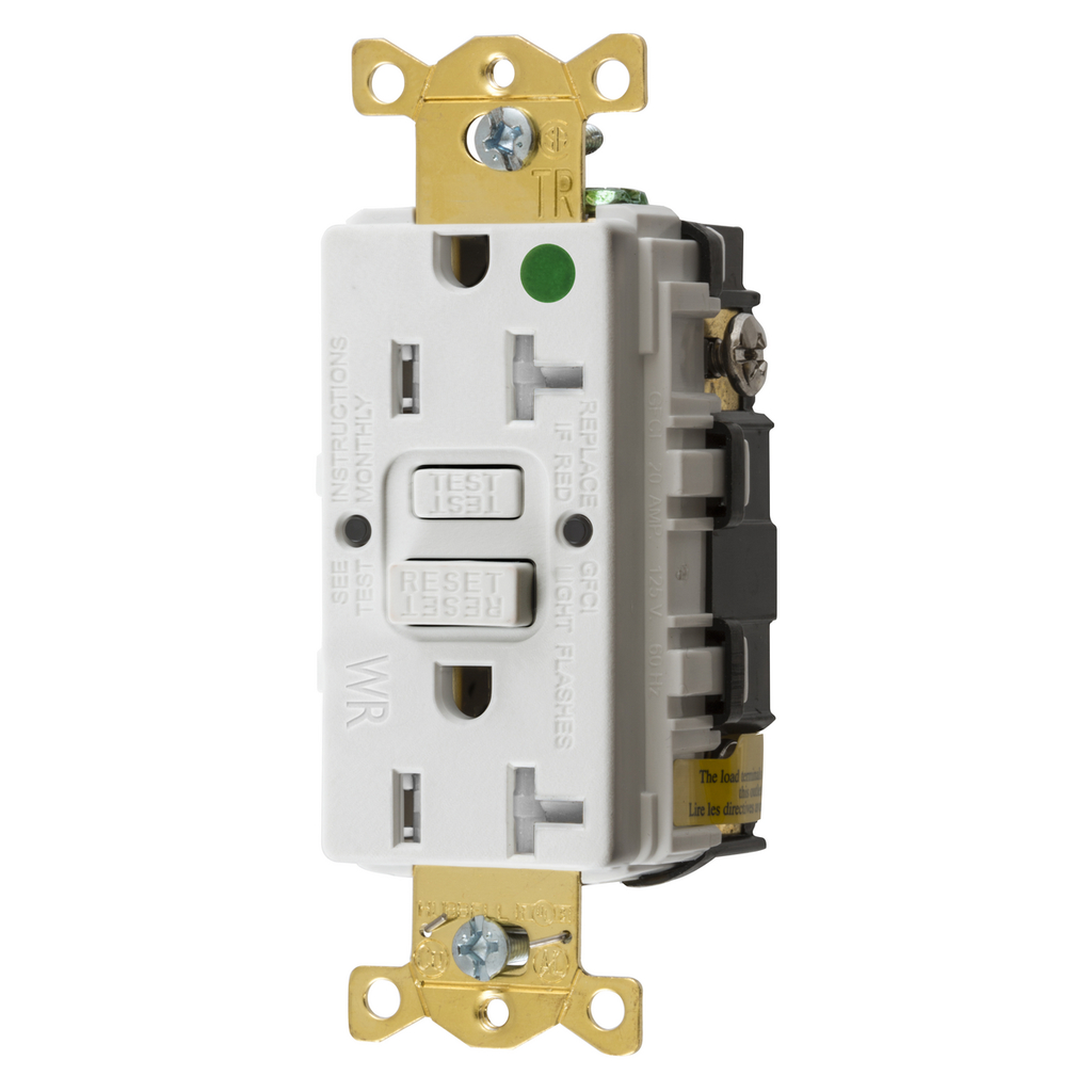 20A GFCI Receptacle, 125VAC 5-20R White