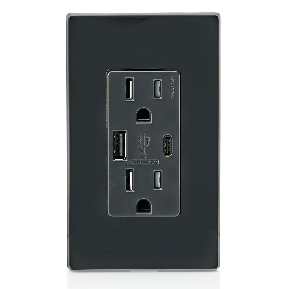 5.1A USB Type A/Type-C Wall Outlet Charger with 15A Tamper-Resistant Outlet