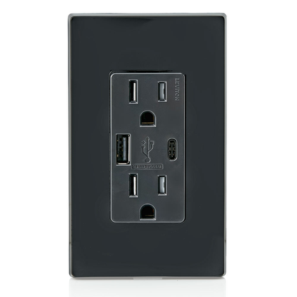 5.1A USB Type A/Type-C Wall Outlet Charger with 15A Tamper-Resistant Outlet