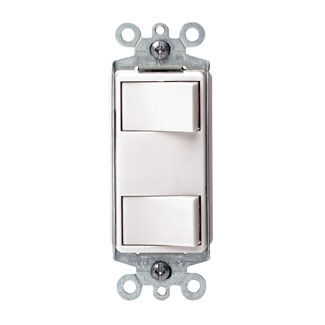 15 Amp Decora Dual Rocker Switch, White