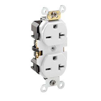 20 Amp Duplex Receptacle/Outlet, Industrial Grade, Self-Grounding