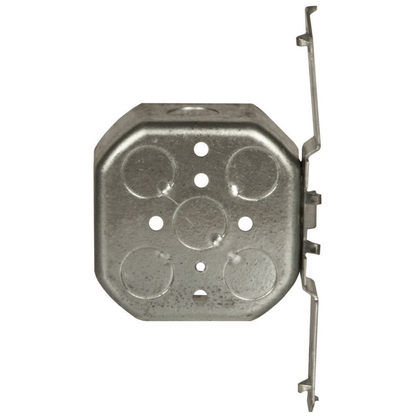 4 in. Octagon Box, Drawn, 1-1/2 in. Deep, Eight 1/2 in. KO's, TS Bracket
