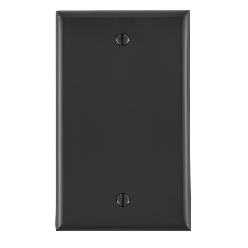 1-Gang Blank Wallplate, Standard Size, Thermoplastic Nylon, Black