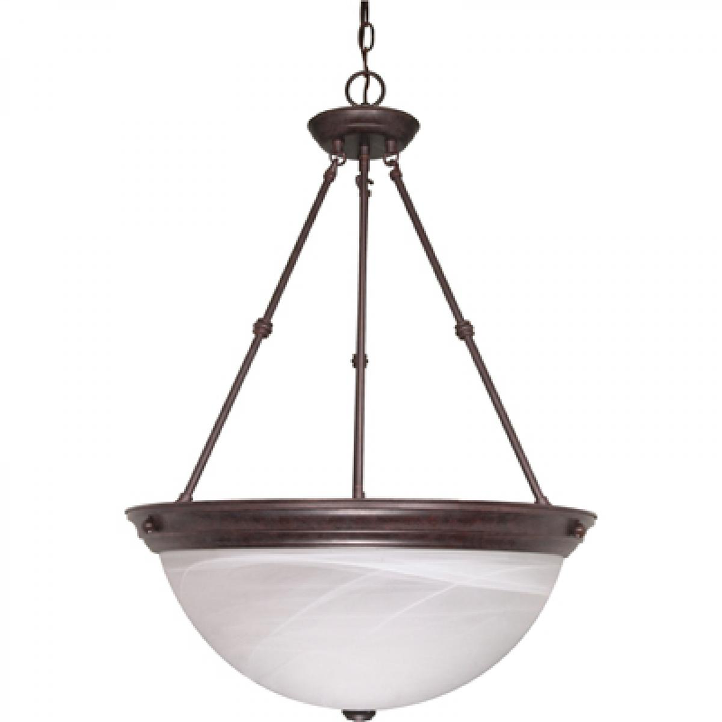 3 Light - 20" Pendant with Alabaster Glass - Old Bronze Finish