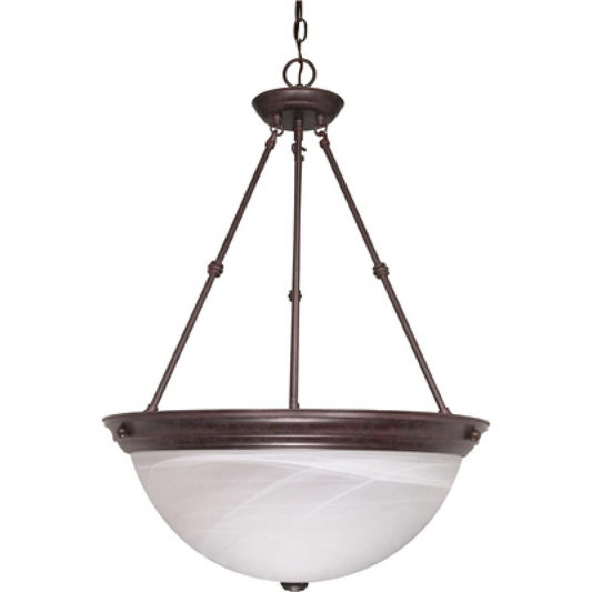3 Light - 20" Pendant with Alabaster Glass - Old Bronze Finish