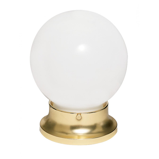 1 Light - 6" Flush with White Glass - Polished Brass Finish