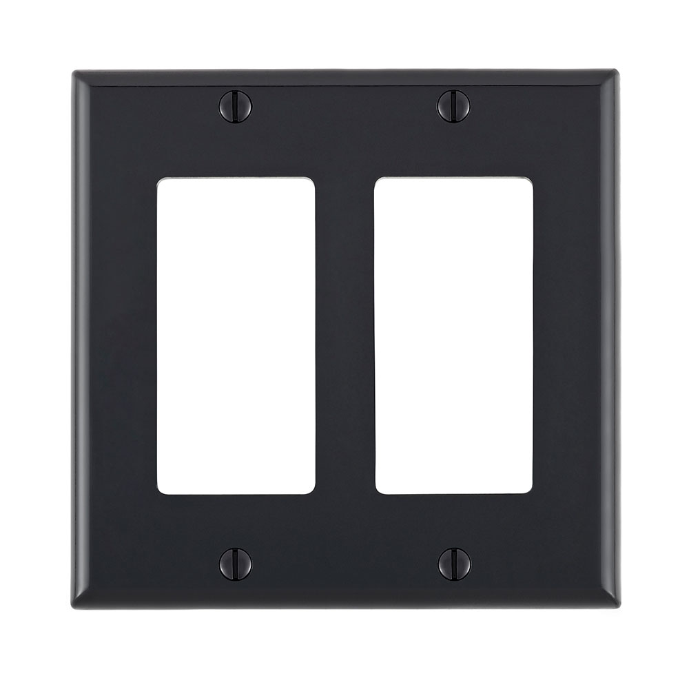 2-Gang Decora/GFCI Device Wallplate, Standard Size, Thermoplastic Nylon, Black