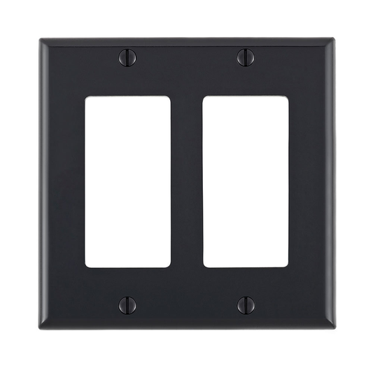 2-Gang Decora/GFCI Device Wallplate, Standard Size, Thermoplastic Nylon, Black