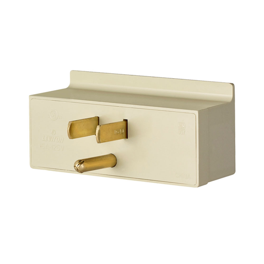 15 Amp Triple Outlet/Receptacle Plug-In Adapter, Grounding, Ivory