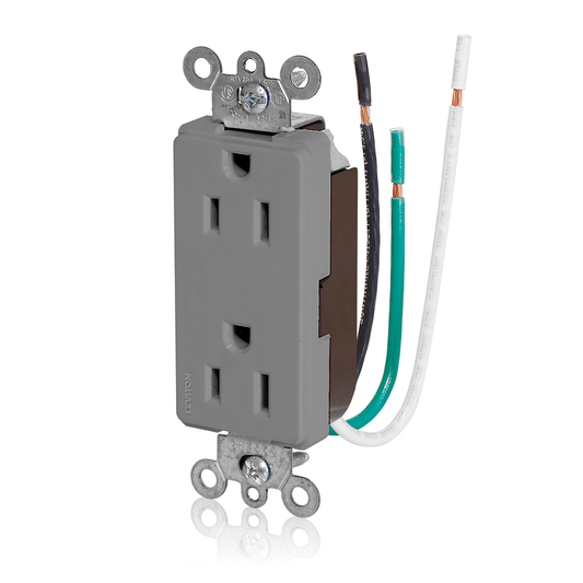 15 Amp Decora Plus Duplex Receptacle/Outlet, Commercial Grade, Self-Grounding