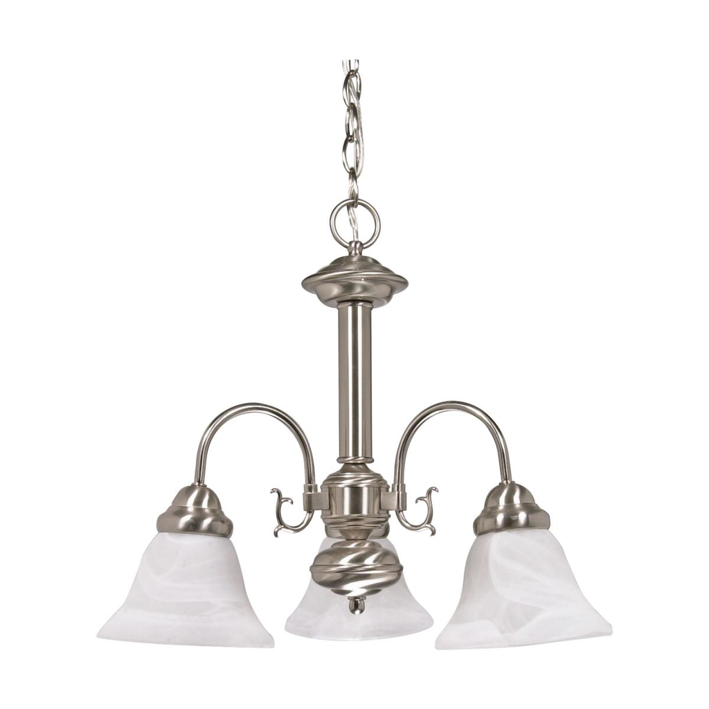 Ballerina - 3 Light Chandelier with Alabaster Glass - Brushed Nickel Finish