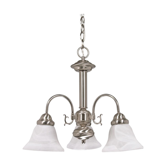 Ballerina - 3 Light Chandelier with Alabaster Glass - Brushed Nickel Finish