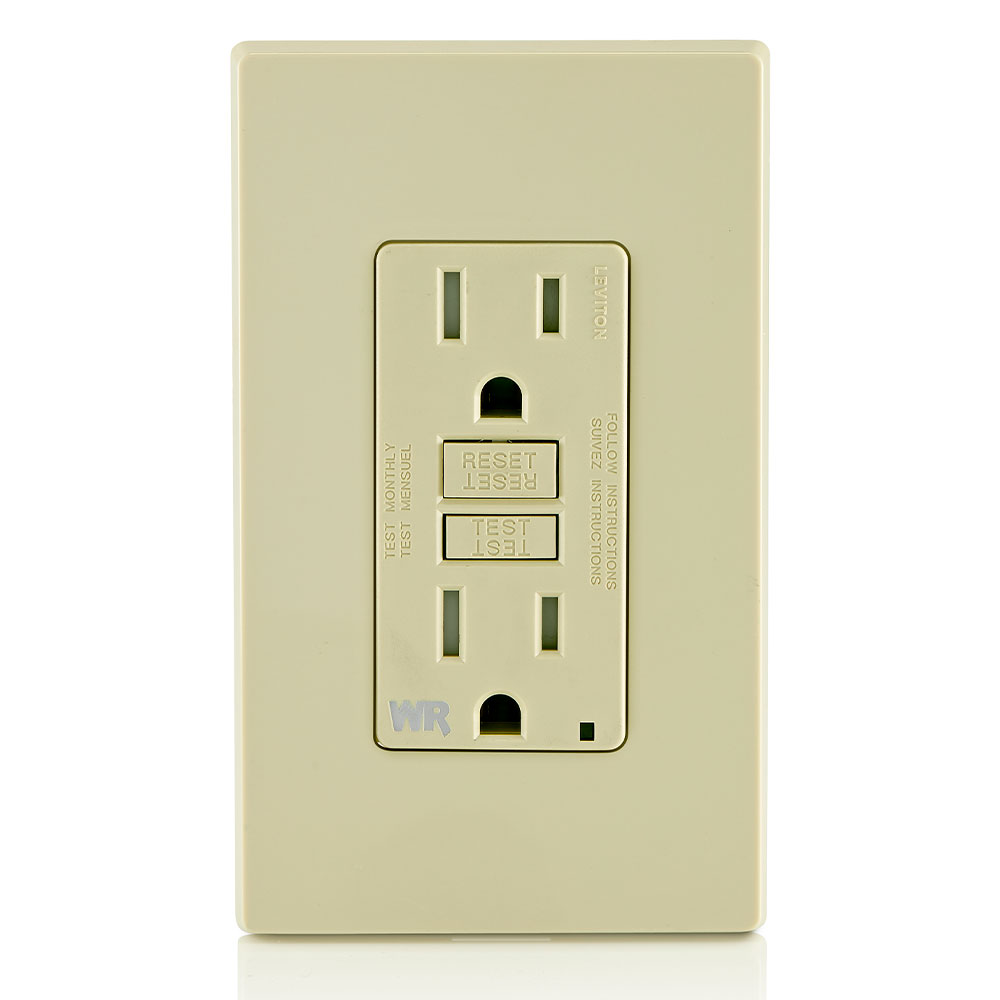 15 Amp GFCI Weather-Resistant Outlet, Self Test, Tamper-Resistant with LED Indicator Light