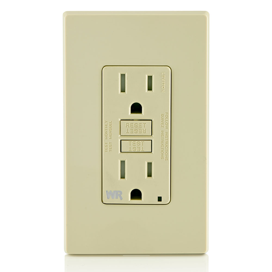 15 Amp GFCI Weather-Resistant Outlet, Self Test, Tamper-Resistant with LED Indicator Light