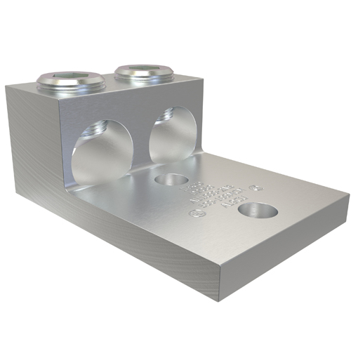 Aluminum Mechanical Lug, Conductor Range 1000-500, 2 Ports, 2 Holes, 1/2in Bolt Size, 1-3/4in Hole Spacing, Tin Plated, UL, CSA