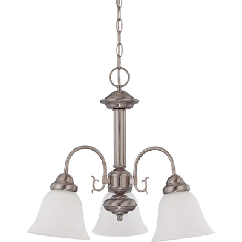 Ballerina - 3 Light Chandelier with Frosted White Glass - Brushed Nickel Finish