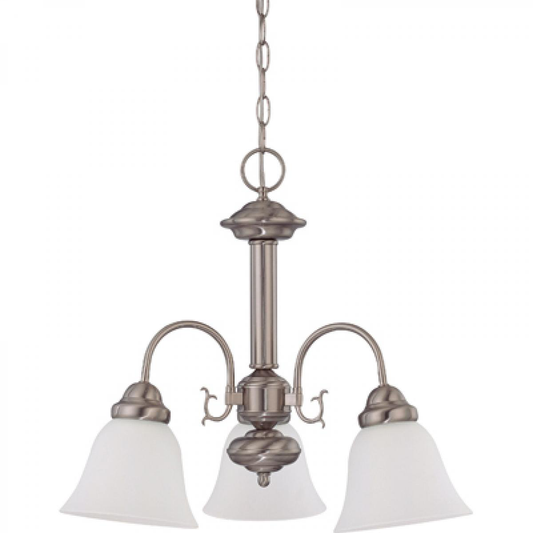 Ballerina - 3 Light Chandelier with Frosted White Glass - Brushed Nickel Finish