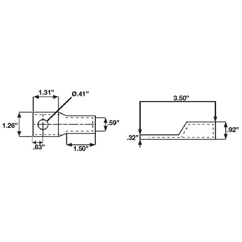 Aluminum Long Barrel 1 Hole Compression Lugs 250 MCM - 3/8 Stud