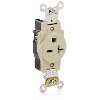 20 Amp Single Receptacle/Outlet, Industrial Grade, Self-Grounding