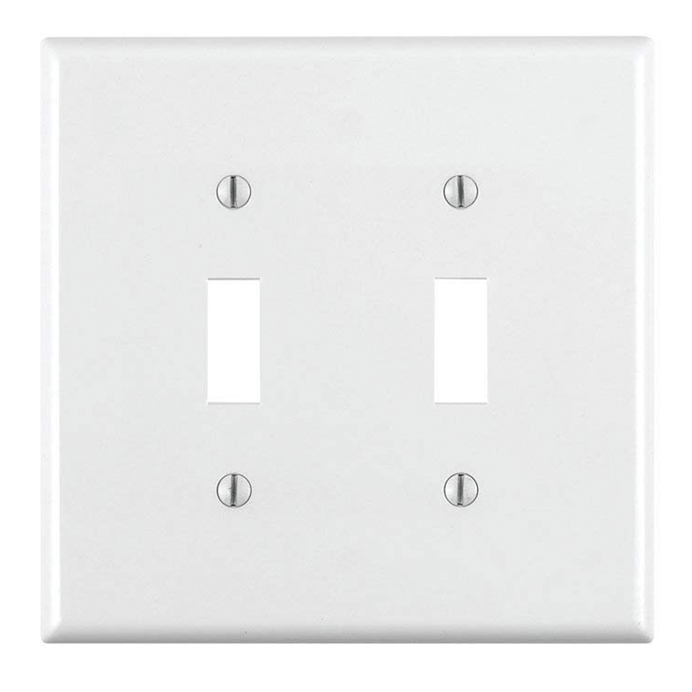 2-Gang Toggle Switch Wallplate, Standard Size, Thermoplastic Nylon, White