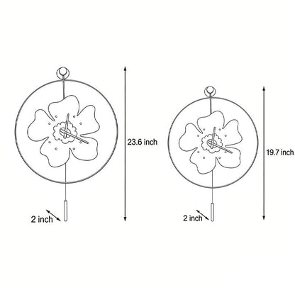 Wall Clock with Light Floral LED Remote Control Light