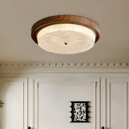 Wood Flush Mount Ceiling Light Vintage Style Round Ceiling Lamp