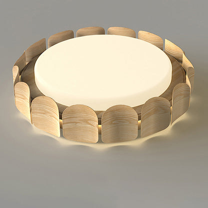 Wooden Ceiling Lights Full Spectrum Eye-Caring Flush Mount Light