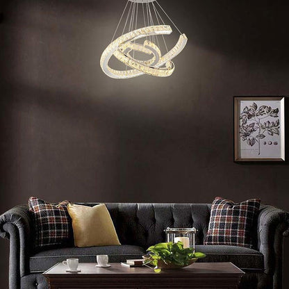 Wave LED Crystal Stainless Steel Ceiling Lights Chandeliers