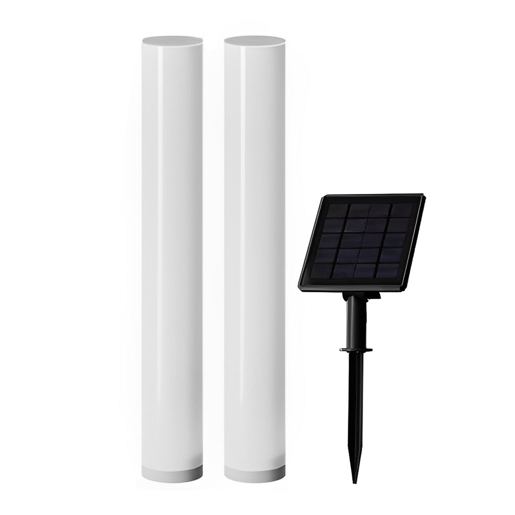 [Open-Box] Long Cylindrical Waterproof White Modern Solar Lawn Lights Lamp Post
