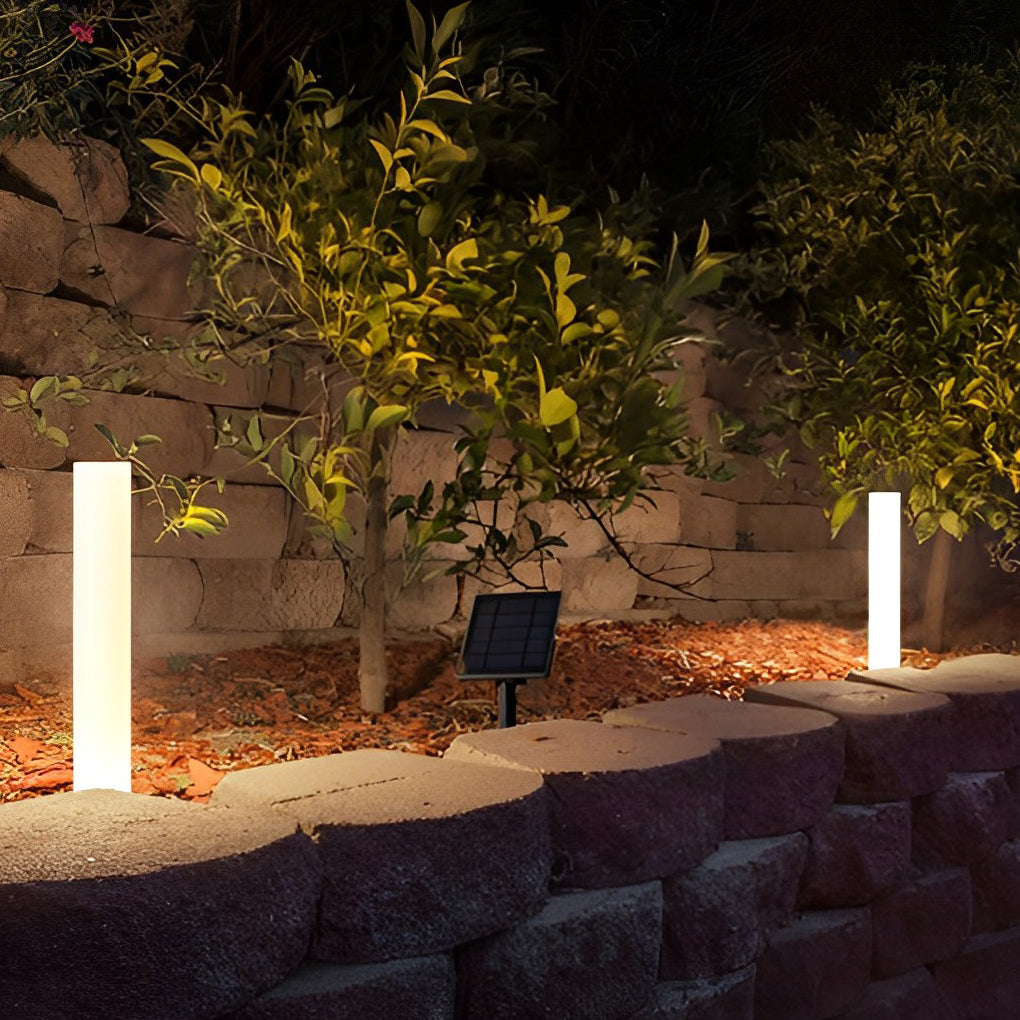 [Open-Box] Long Cylindrical Waterproof White Modern Solar Lawn Lights Lamp Post