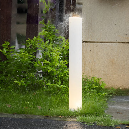 [Open-Box] Long Cylindrical Waterproof White Modern Solar Lawn Lights Lamp Post