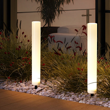 [Open-Box] Long Cylindrical Waterproof White Modern Solar Lawn Lights Lamp Post
