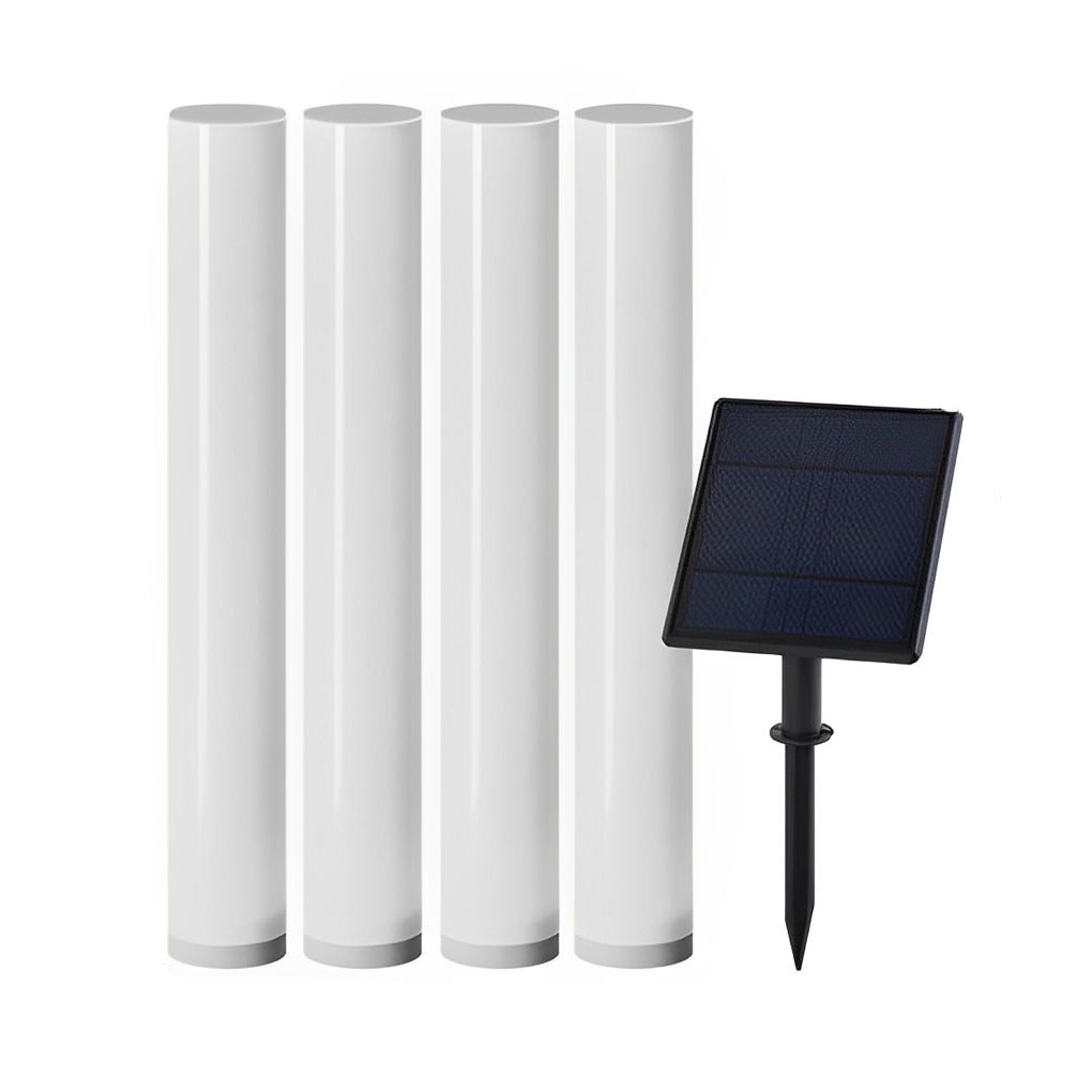 [Open-Box] Long Cylindrical Waterproof White Modern Solar Lawn Lights Lamp Post