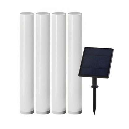 [Open-Box] Long Cylindrical Waterproof White Modern Solar Lawn Lights Lamp Post